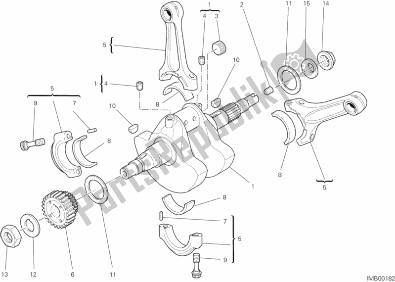 All parts for the Crankshaft of the Ducati Monster 796 ABS USA 2012